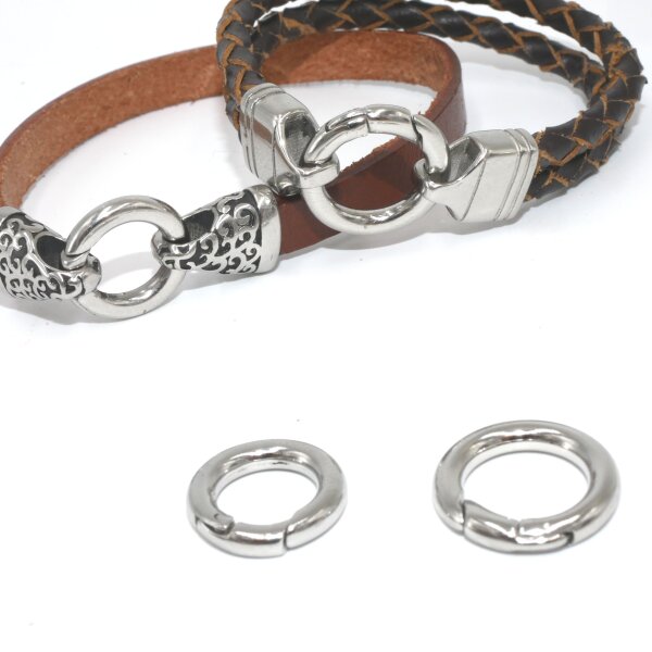 Ringverschluss Edelstahl, elegant, runder Verschluss, 17mm oder 14mm x 2.5mm, (K9/D8-7)