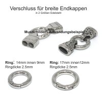 Ringverschluss Edelstahl, elegant, runder Verschluss, 17mm oder 14mm x 2.5mm, (K9/D8-7)