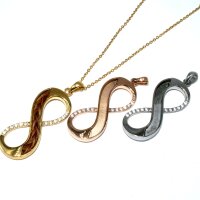 funkelnde Infinity Schleife mit Zirkonia, Anhänger Edelstahl, für das Einlegen von Pferdehaarschm