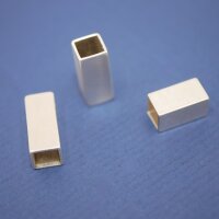 eckiges Rohr, 4 Kant, 925 Silber, Innen: 5x 5mm, L10 oder 15mm Wandstärke 0,5mm (S10/3)