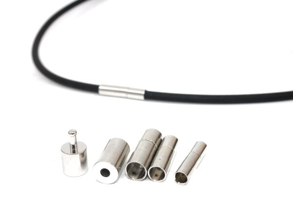 Steckverschluss Messing, platiniert, 4 Größen: 3-4-5-6mm innen  (K20/C1+2)