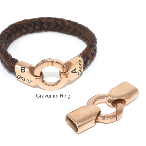 Set - Ringverschluss inkl. Endkappen, Edelstahl, golden, elegant, runder Verschluss