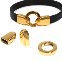 Set - Ringverschluss inkl. Endkappen, Edelstahl, golden,...