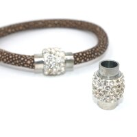 Strass - Magnetverschluss, Innen: 6mm, Metall (K34/A8)