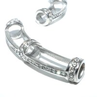 offene  Rahmen - Hülse , mit Strass gebogen 41 x8mm innen 5mm ( K3/B8)