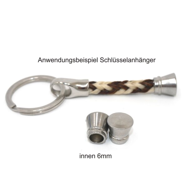 solide Endkappe, Kegel  Edelstahl,  Innen: 6mm, geschlossener Boden  (K/21-A8)-