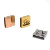 rechteckige Hülse handpoliert, Edelstahl,  15x5mm Überschieber, i 3mm , Gravurplatte S3/A