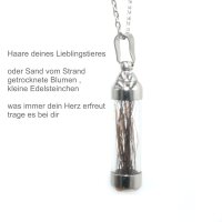 Anhänger mit Glas, Edelstahl zum Aufbewahren, Andenken, Erinnerungen, Mini-Urne, (K37/A4)