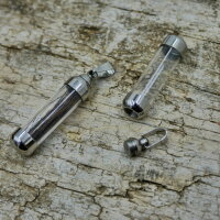 Anhänger mit Glas, Edelstahl zum Aufbewahren, Andenken, Erinnerungen, Mini-Urne, (K37/A4)