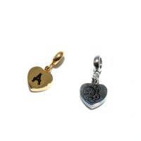 Miniatur Herz Edelstahl, charm, Anhänger mit 3mm...