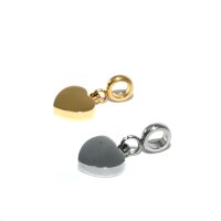 Miniatur Herz Edelstahl, charm, Anhänger mit 3mm Öse, Charmanhänger, Gravuroption K20/D2