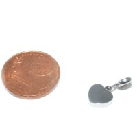 Miniatur Herz Edelstahl, charm, Anhänger mit 3mm Öse, Charmanhänger, Gravuroption K20/D2
