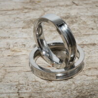 Edelstahl-Ring mit Nut und Brücke, 4mm breit, zum Einlegen von Pferdehaar