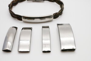 Edler Edelstahl Überschieber, Gravurplatte, 10x2mm für Pferdehaar und Armbänder (K/2-C2)