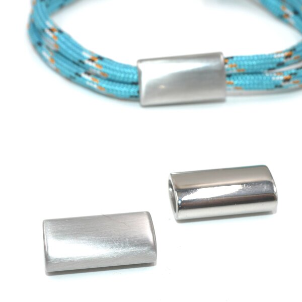 flach-ovale exklusive Hülse 20x7x11mm, gebürstet oder poliert, mit Gravuroption Edelstahl für Pferdehaar