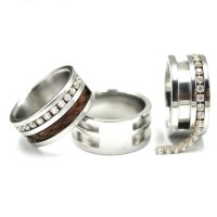 Edelstahl-Ring für Pferdehaar für Strassband mit Doppelnut und Brücke