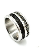 Edelstahl-Ring für Pferdehaar für Strassband mit Doppelnut und Brücke