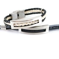 Edelstahl-Überschieber mit Fenster, innen 10x4 x 41mm für Pferdehaar, Armbänder  (K/2-C1)
