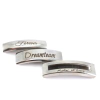 Edelstahl-Überschieber mit Fenster, innen 10x4 x 41mm für Pferdehaar, Armbänder  (K/2-C1)