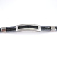 Edelstahl-Überschieber mit Fenster, innen 10x4 x 41mm für Pferdehaar, Armbänder  (K/2-C1)