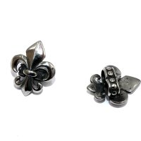 Schmuckperle , Fleur De Lis, Slider, Großloch Perle, Antique Silver , Edelstahl (K26/A2)