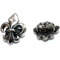 Schmuckperle , Fleur De Lis, Slider, Großloch Perle, Antique Silver , Edelstahl (K26/A2)