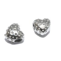 Herz mit Zirkonia, Großloch Perle, i: 4,5 mm, Edelstahl (S1/A)
