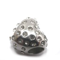 Herz mit Zirkonia, Großloch Perle, i: 4,5 mm, Edelstahl (S1/A)