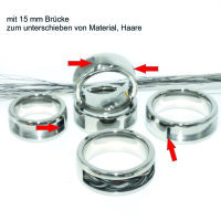 Edelstahl-Ring in drei Farben mit Nut und Brücke zum Einlegen von Pferdehaar, 9mm Breite