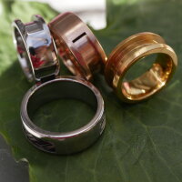Edelstahl-Ring in drei Farben mit Nut und Brücke zum Einlegen von Pferdehaar, 9mm Breite