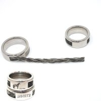 Edelstahl-Ring in drei Farben mit Nut und Brücke zum Einlegen von Pferdehaar, 9mm Breite