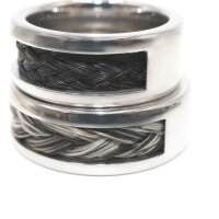 Edelstahl-Ring in drei Farben mit Nut und Brücke zum Einlegen von Pferdehaar, 9mm Breite