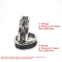 Edelstahl-Ring in drei Farben mit Nut und Brücke zum Einlegen von Pferdehaar, 9mm Breite