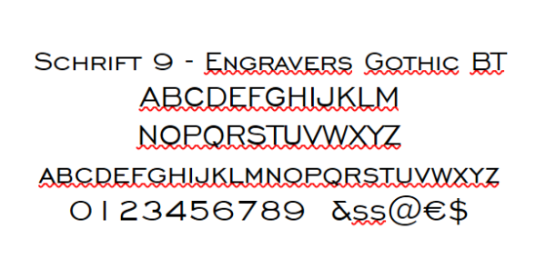 Schrift 9 Engravers Gothic