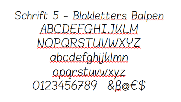 Schrift 5 Blokletters Balpen